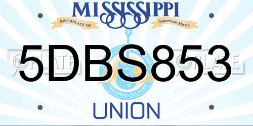 5DBS853 Mississippi License Plate