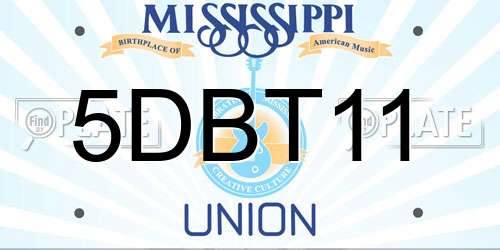 5DBT11 Mississippi License Plate