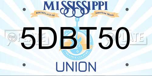 5DBT50 Mississippi License Plate