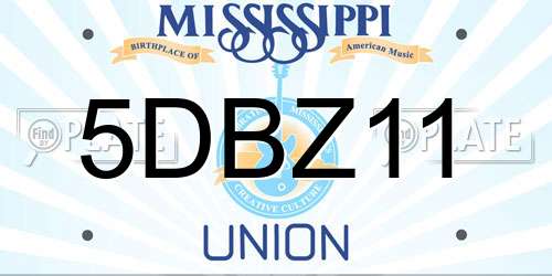 5DBZ11 Mississippi License Plate