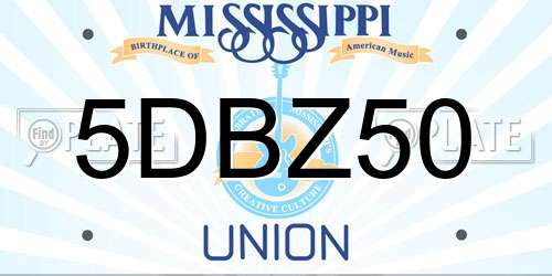 5DBZ50 Mississippi License Plate