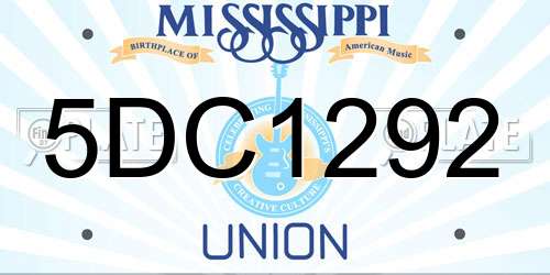 5DC1292 Mississippi License Plate
