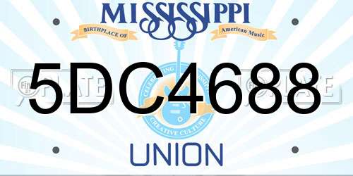 5DC4688 Mississippi License Plate