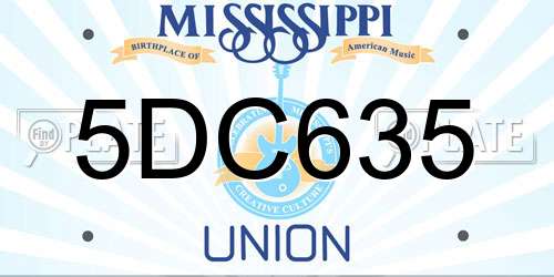 5DC635 Mississippi License Plate