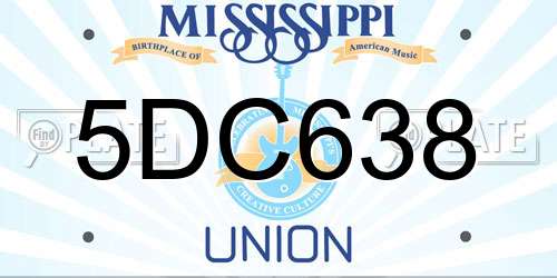 5DC638 Mississippi License Plate