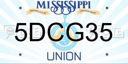 5DCG35 Mississippi License Plate