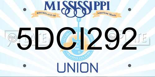 5DCI292 Mississippi License Plate