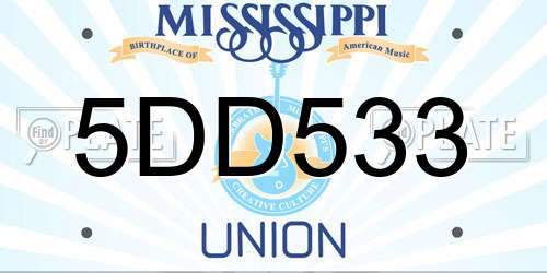 5DD533 Mississippi License Plate
