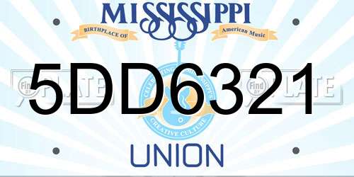 5DD6321 Mississippi License Plate