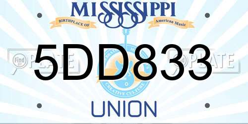 5DD833 Mississippi License Plate