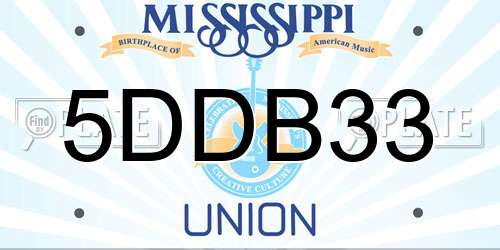 5DDB33 Mississippi License Plate