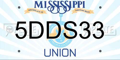 5DDS33 Mississippi License Plate