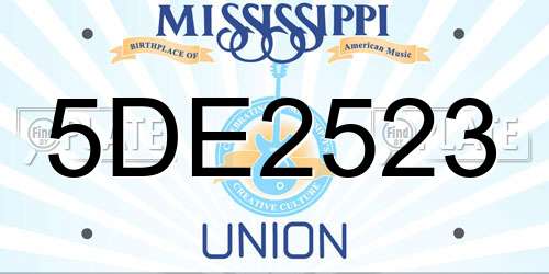 5DE2523 Mississippi License Plate