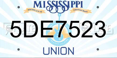 5DE7523 Mississippi License Plate
