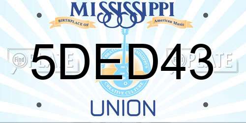5DED43 Mississippi License Plate