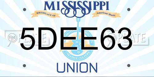5DEE63 Mississippi License Plate