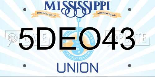 5DEO43 Mississippi License Plate