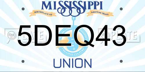 5DEQ43 Mississippi License Plate