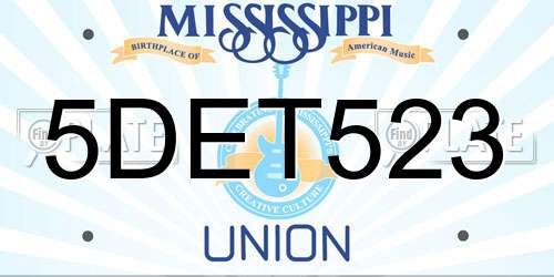 5DET523 Mississippi License Plate