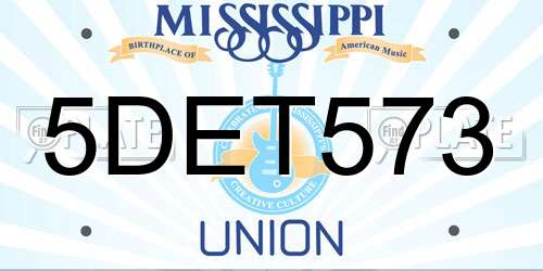 5DET573 Mississippi License Plate