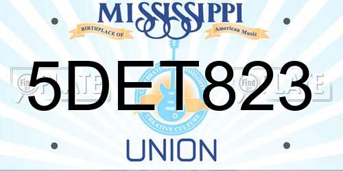 5DET823 Mississippi License Plate