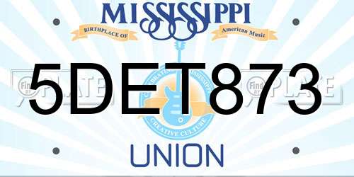 5DET873 Mississippi License Plate