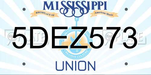 5DEZ573 Mississippi License Plate