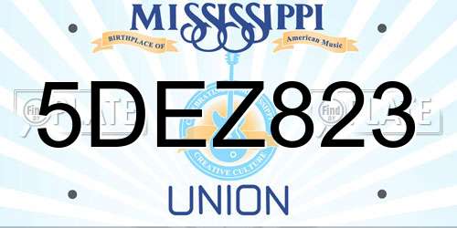 5DEZ823 Mississippi License Plate