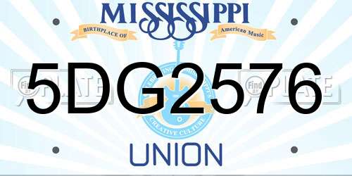 5DG2576 Mississippi License Plate