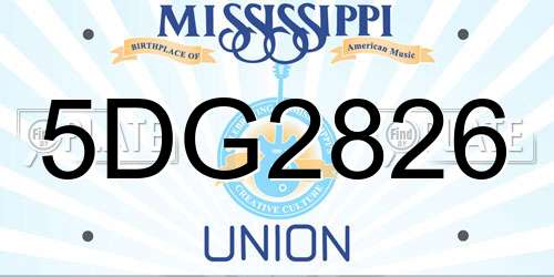 5DG2826 Mississippi License Plate