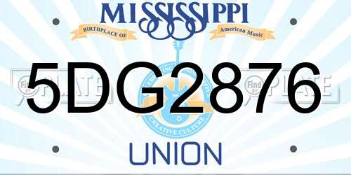 5DG2876 Mississippi License Plate