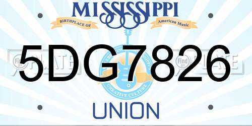 5DG7826 Mississippi License Plate
