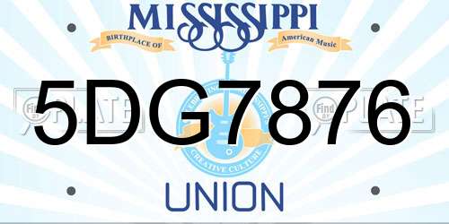5DG7876 Mississippi License Plate