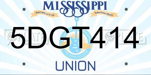 5DGT414 Mississippi License Plate