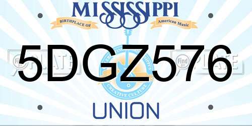 5DGZ576 Mississippi License Plate
