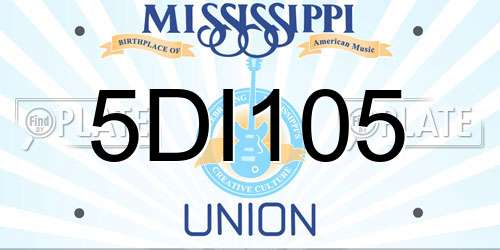 5DI105 Mississippi License Plate
