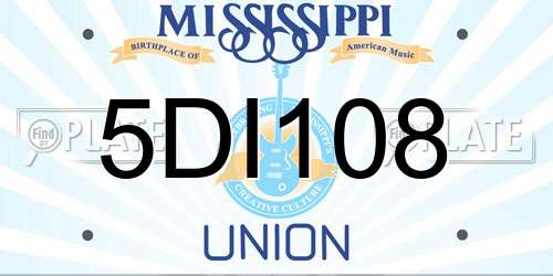 5DI108 Mississippi License Plate
