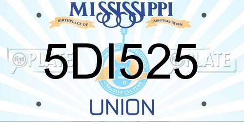 5DI525 Mississippi License Plate