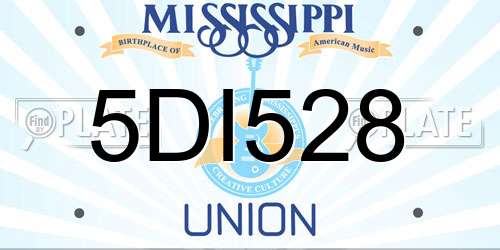 5DI528 Mississippi License Plate