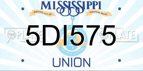 5DI575 Mississippi License Plate