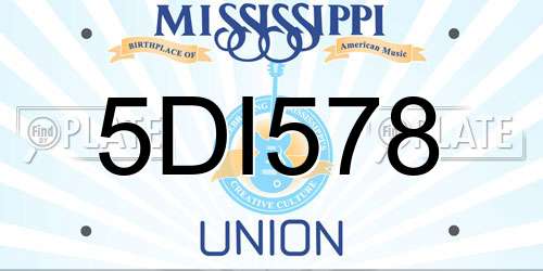 5DI578 Mississippi License Plate
