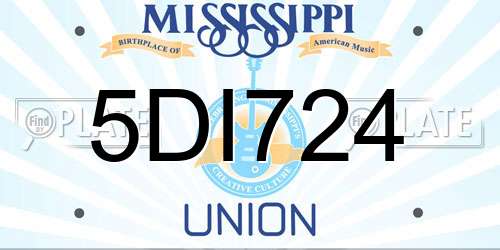 5DI724 Mississippi License Plate