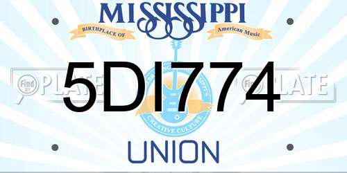 5DI774 Mississippi License Plate