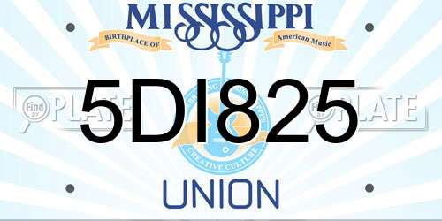 5DI825 Mississippi License Plate