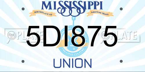 5DI875 Mississippi License Plate
