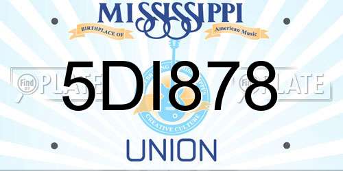 5DI878 Mississippi License Plate