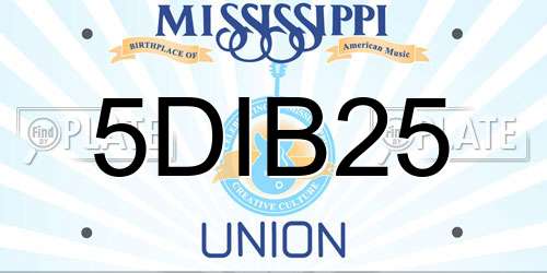 5DIB25 Mississippi License Plate