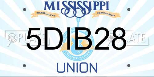 5DIB28 Mississippi License Plate