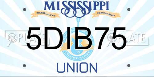 5DIB75 Mississippi License Plate