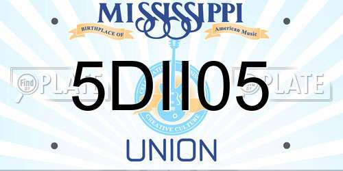 5DII05 Mississippi License Plate